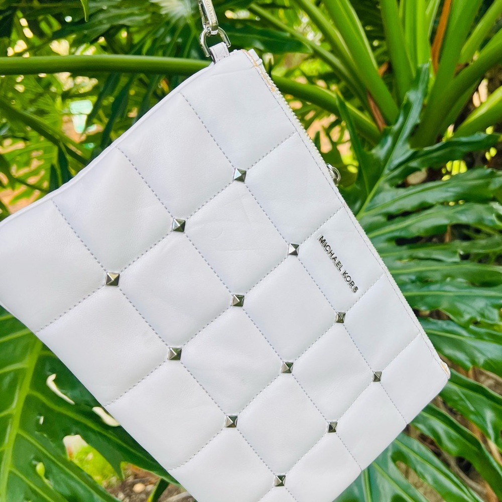 Michael Kors White Studded Clutch